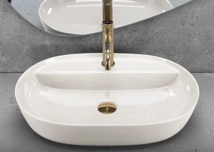 Lavoar pentru blat Rea Aura ,Dimensiune 61cm, Culoare Ecru Shiny - Img 2