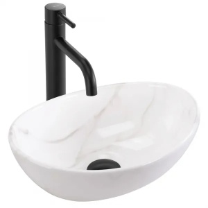Lavoar pentru blat Rea Sofia, Cloudy Mini, Design Modern, Imitatie de Piatra - Img 1