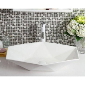 Lavoar REA VEGAS WHITE, Dimensiuni 57 x 37 X 14 cm, Montaj Pe Blat, Design Deosebit, Ceramica Sanitara, Alba - Img 7