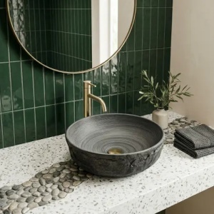 Lavoar rotund cu montaj pe blat Rea Babilon Silver - Img 5