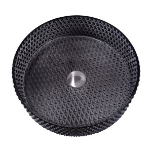 Lavoar rotund din sticla frezata cu montaj pe blat Brillant Black Gloss 36 x 12 cm - Img 12