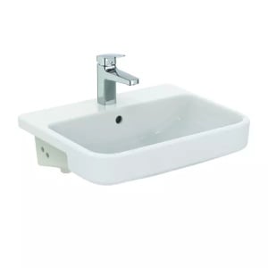 Lavoar semiincastrat Ideal Standard i.life B alb lucios SmartGuard 55 cm cu orificiu baterie si preaplin - Img 4