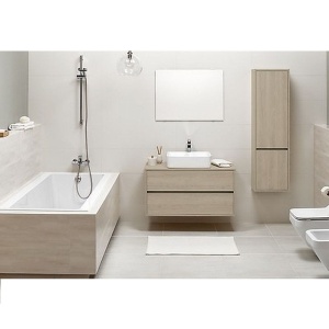 Mobilier baie suspendat Cersanit Crea pentru lavoar pe blat stejar mat 100 x 45 cm - Img 4