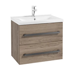 Mobilier de baie cu lavoar, montaj suspendat, Defra Granada, finisaj nuc rockford cu lavoar compozit Olex 60 cm - Img 4