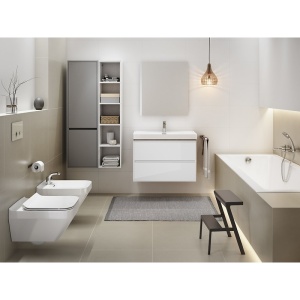 Mobilier de baie suspendat Cersanit Crea cu 2 sertare soft close alb lucios 100 cm - Img 3