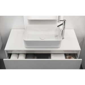 Mobilier suspendat pentru lavoar Cersanit Crea alb lucios 60 cm cu 2 sertare - Img 5