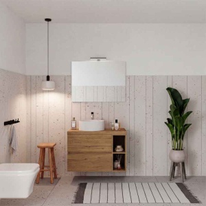 Mobilier suspendat pentru lavoar Fluminia Genova 60 x 46 cm rovere naturale - Img 7