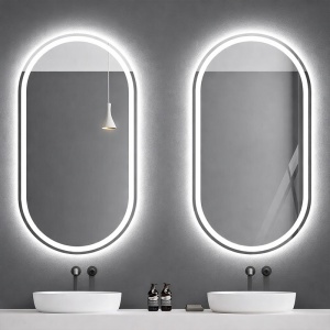 Oglinda de baie ovala cu LED in 3 culori Adel 50 x 100 cm - Img 12