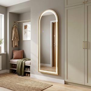 Oglindă LED cu rama auriu Orbit Brush Gold, 50x160cm, 3 moduri iluminare - Img 2
