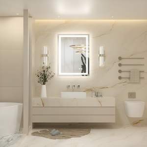 Oglinda LED dreptunghiulara cu 3 tipuri de lumina si dezaburire Bella 60 x 80 - Img 8