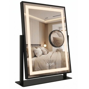 Oglindă LED Lumi Black 30x40cm cu 3 moduri de iluminare