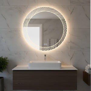 Oglinda LED rotunda cu 3 tipuri de lumina si dezaburire Aurora 60 cm - Img 12