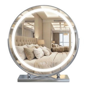 Oglindă LED rotunda pentru make-up Chrome 40 cm