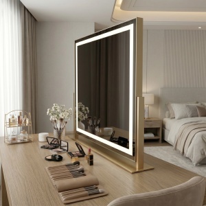 Oglindă LED Studio L.Gold 58x45 cm cu 3 moduri de iluminare - Img 2