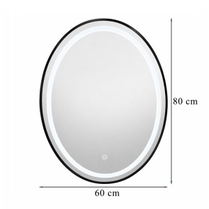 Oglinda ovala cu LED in 3 culori antiaburire si rama neagrea Emilia 60 x 80 cm - Img 17