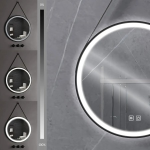 Oglinda rotunda led suspendata pe curea 70 cm - Img 3