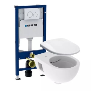 Pachet rezervor WC cu cadru incastrat Geberit Duofix si vas wc suspendat Geberit Selnova si capac wc softclose Geberit Selnova - Img 1