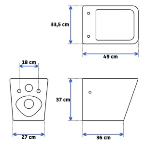 Pachet vas wc suspendat Rea, capac softclose si set dus igiena intima auriu cu baterie incastrata Invena Bidetta - Img 6