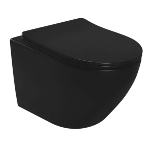 Pachet vas wc suspendat Rea Carlo, capac softclose si set dus igiena intima negru cu baterie incastrata Invena Bidetta - Img 5