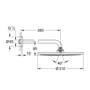 Palarie si brat de dus Grohe Rainshower Cosmopolitan 310 auriu periat Cool Sunrise 1 functie - Img 3
