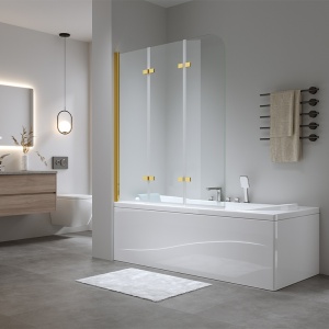 Paravan de cada PR05, Dimensiune 100x140cm, Sticla securizata 6mm, Culoare Auriu - Img 11