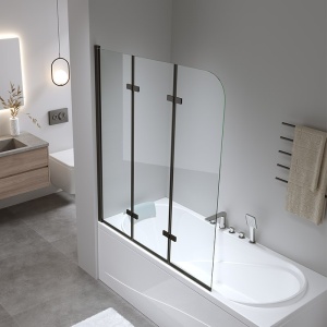 Paravan de cada PR05, Dimensiune 100x140cm, Sticla securizata 6mm, Culoare Negru - Img 12