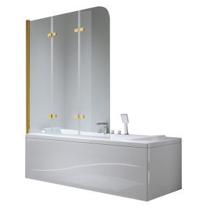Paravan de cada PR05, Dimensiune 120x140cm, Sticla securizata 6mm, Culoare Auriu - Img 1