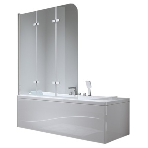 Paravan de cada PR05, Dimensiune 120x140cm, Sticla securizata 6mm, Culoare Periat - Img 1