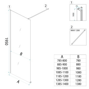 Paravan de dus din sticla securizata Rea Flexi Transparent / Gold Brush 110 - Img 9