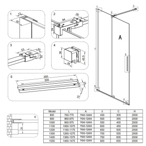Perete de dus cu rame cromate, sticla 8mm, Astra CH-A-90, 90 cm - Img 18