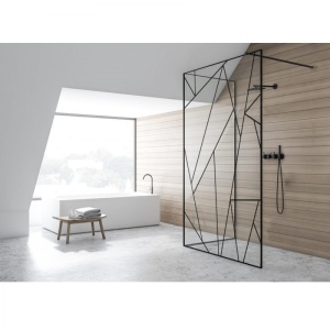 Perete de dus PRO MODERN, dimensiuni la alegere, sticla securizata 8mm, Negru Mat - Img 2