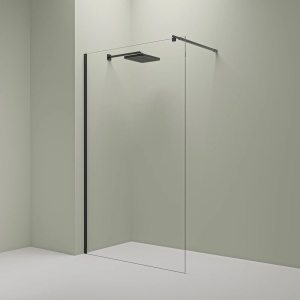Perete de dus Walk-In 80 cm cu profil negru si sticla securizata 8mm PRO80 Black - Img 3
