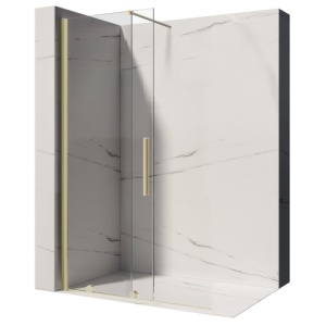 Perete de dus walk-in glisant Veldman Prima 100 x 195 cm, auriu periat, sticla securizata 8 mm - Img 3