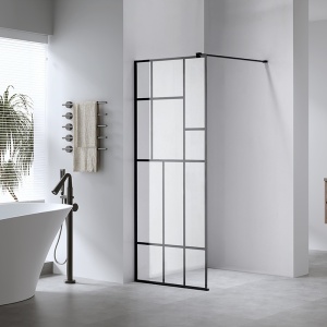 Perete de dus Walk-In SH05C, Dimensiune 90cm, Sticla securizata 8mm, Culoare Negru - Img 15