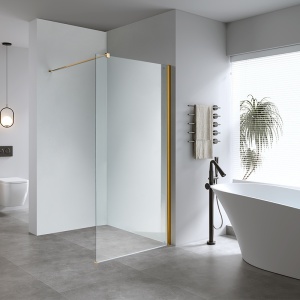 Perete de dus Walk-in SH07F, Dimensiune 120cm, Sticla securizata 8mm, Culoare Auriu - Img 15