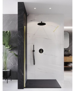 Perete de dus walk-in Veldman Malibu 70 cm, profil auriu - Img 4