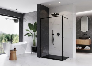 Perete de dus walk-in Veldman Maroko 120 cm, sticla securizata 8 mm, profil negru mat - Img 3