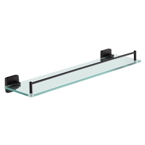 Raft de baie din sticla, sub oglinda, suspendat, Margo Black 48 x 4.5 cm