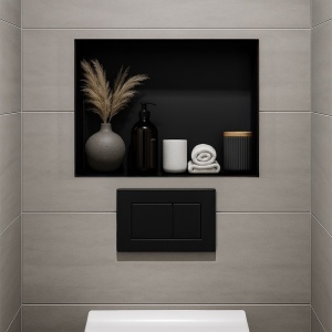 Raft de baie incastrat, negru mat, Uno Black, 45 x 30 x 7 cm - Img 4