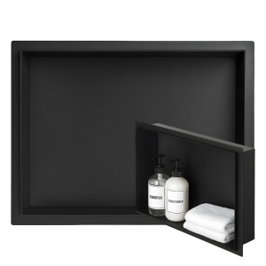 Raft de baie incastrat, negru mat, Uno Black, 45 x 30 x 7 cm - Img 14
