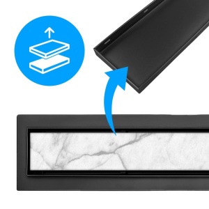 Rigola de dus liniara cu sifon fix si randament ridicat DL01 70 cm negru - Img 10