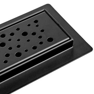 Rigola de duș liniară cu sifon fix și randament ridicat Wave DL01 50 cm – negru