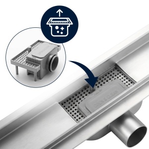 Rigola de dus liniara DL01 Classic inox periat 100 cm cu sifon scazut - Img 3