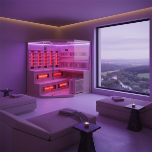 Sauna combinata cu infrarosu si finlandeza cu soba Harvia 8kW, Moss 200 x 200 cm pentru 8 persoane - Img 12