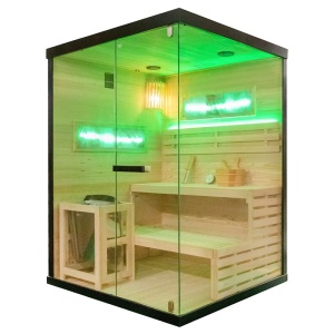 Sauna finlandeza neagra cu temperatura inalta Harvia 4.5kW, 140 x 150 cm pentru 3-4 persoane - Img 3