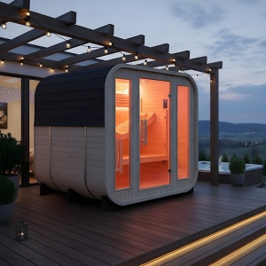Sauna finlandeza pentru gradina cu soba Molde pentru 2-4 persoane, 180 x 200 cm - Img 4