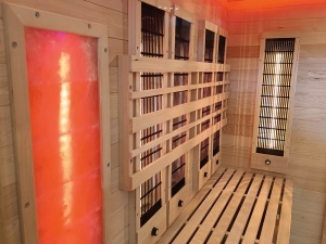 Saună finlandeză și cu infraroșu pentru interior, 150x150x200 cm, încălzitor electric 6 kW, piatră de sare inclusă - Img 11