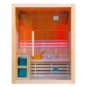 Saună uscată cu încălzitor HARVIA de 3,5 kW, piatră de sare și izolație de perete MO-EA3S, 150 x 120 x 190 cm