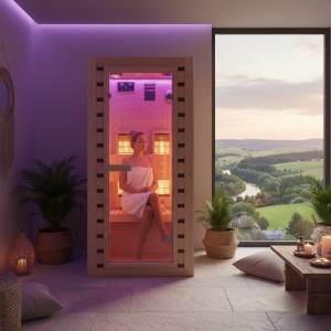 Sauna uscata cu infrarosu la temperatura joasa Tromso 1 90 x 90 cm pentru 1 persoana - Img 4