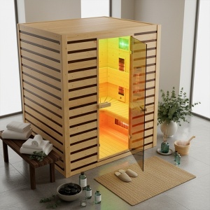 Sauna uscata cu infrarosu la temperatura joasa, Tromso, 180 x 150 cm, 230V, pentru 4-5 persoane - Img 4